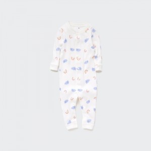 One Piece & Sets Niemowlęce Uniqlo Joy of Print Long-Sleeve Outfit (Cloud) Białe,Uniqlo Polska | A201087