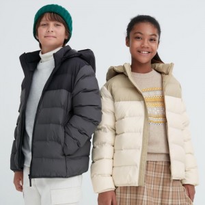Parka Dziecięce Uniqlo PUFFTECH Washable (Color Block) (Warm Padded) Ciemny Szare,Uniqlo Polska | V392826