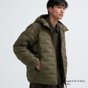 Parka Męskie Uniqlo PUFFTECH (Warm Padded) Oliwkowe,Uniqlo Polska | H136897
