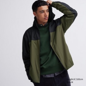 Parka Męskie Uniqlo Pocketable UV Protection 3D Cut (Color Block) Oliwkowe,Uniqlo Polska | R224675