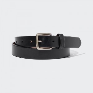 Paski Męskie Uniqlo Italian Leather Saddle Czarne,Uniqlo Polska | T291243