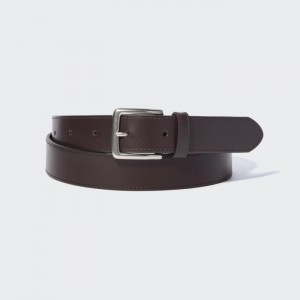 Paski Męskie Uniqlo Italian Leather Smooth Stitched Ciemny Brązowe,Uniqlo Polska | H087784