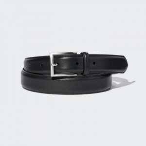 Paski Męskie Uniqlo Italian Leather Stitched Czarne,Uniqlo Polska | Z192095
