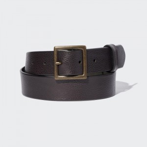Paski Męskie Uniqlo Italian Leather Vintage Ciemny Brązowe,Uniqlo Polska | Z328938