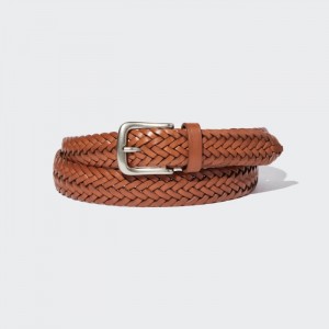 Paski Męskie Uniqlo Leather Mesh Brązowe,Uniqlo Polska | Y033201