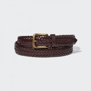 Paski Męskie Uniqlo Leather Mesh Ciemny Brązowe,Uniqlo Polska | C081421