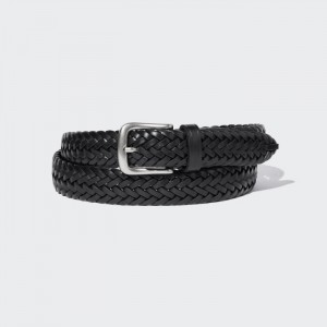 Paski Męskie Uniqlo Leather Mesh Czarne,Uniqlo Polska | L879521