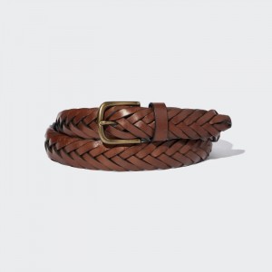 Paski Męskie Uniqlo Mesh Leather Wide Brązowe,Uniqlo Polska | I469211