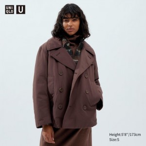 Płaszcze Damskie Uniqlo Padded Short Peacoat Brązowe,Uniqlo Polska | N541876