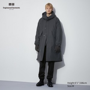 Płaszcze Męskie Uniqlo PUFFTECH Hooded (HEATTECH) Ciemny Szare,Uniqlo Polska | K159849