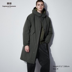 Płaszcze Męskie Uniqlo PUFFTECH Hooded (HEATTECH) Ciemny Zielone,Uniqlo Polska | Z918597