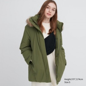 Płaszcze Puchowe Damskie Uniqlo Hybrid Oliwkowe,Uniqlo Polska | O419259