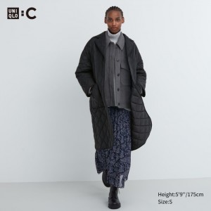 Płaszcze Puchowe Damskie Uniqlo PUFFTECH Oversized (Warm Padded) Czarne,Uniqlo Polska | H338339