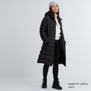 Płaszcze Puchowe Damskie Uniqlo Ultra Light Long Czarne,Uniqlo Polska | H808693