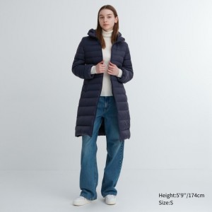 Płaszcze Puchowe Damskie Uniqlo Ultra Light Long Granatowe,Uniqlo Polska | H954378