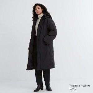 Płaszcze Puchowe Damskie Uniqlo Ultra Warm Hybrid Long Czarne,Uniqlo Polska | D372164
