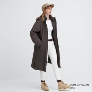 Płaszcze Puchowe Damskie Uniqlo Ultra Warm Hybrid Long Brązowe,Uniqlo Polska | B610941