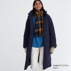 Płaszcze Puchowe Damskie Uniqlo Ultra Warm Hybrid Long Granatowe,Uniqlo Polska | Z133466