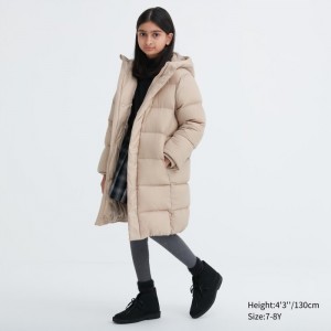 Płaszcze Puchowe Dziecięce Uniqlo Warm-Padded Natural,Uniqlo Polska | Z324835