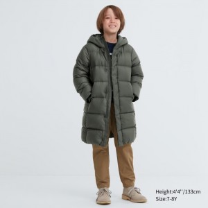 Płaszcze Puchowe Dziecięce Uniqlo Warm-Padded Oliwkowe,Uniqlo Polska | Y640105