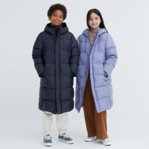 Płaszcze Puchowe Dziecięce Uniqlo Warm-Padded Granatowe,Uniqlo Polska | Y833435