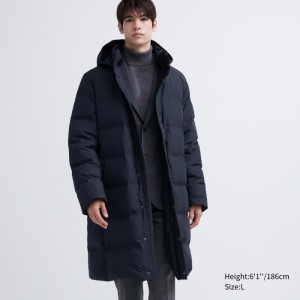 Płaszcze Puchowe Męskie Uniqlo Seamless Granatowe,Uniqlo Polska | U436599