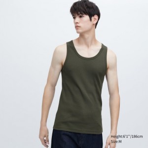 Podkoszulka Męskie Uniqlo Dry Color Ribbed Oliwkowe,Uniqlo Polska | I854082