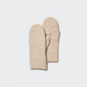Rękawiczki Damskie Uniqlo HEATTECH Lined Souffle Yarn Mittens Beżowe,Uniqlo Polska | R168832