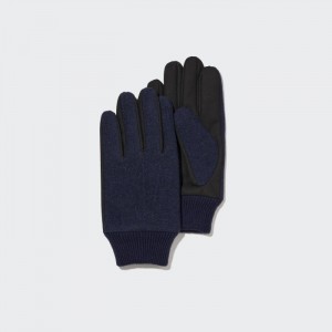 Rękawiczki Damskie Uniqlo HEATTECH Lined Faux Wool Granatowe,Uniqlo Polska | J836166