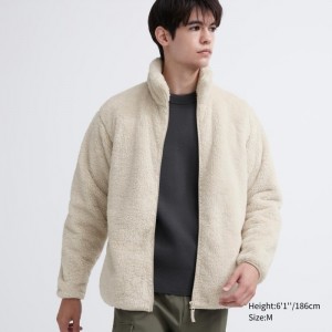 Runo Męskie Uniqlo Fluffy Yarn Full-Zip Jacket Białe,Uniqlo Polska | C905509
