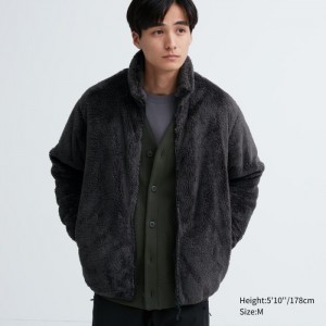 Runo Męskie Uniqlo Fluffy Yarn Full-Zip Jacket Ciemny Szare,Uniqlo Polska | P972278