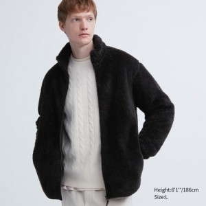 Runo Męskie Uniqlo Fluffy Yarn Full-Zip Jacket Czarne,Uniqlo Polska | V164871
