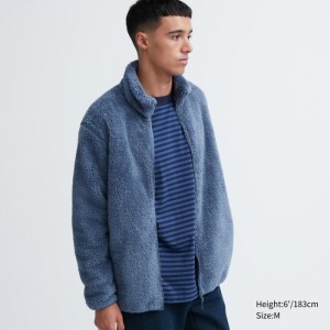 Runo Męskie Uniqlo Fluffy Yarn Full-Zip Jacket Niebieskie,Uniqlo Polska | Z872632