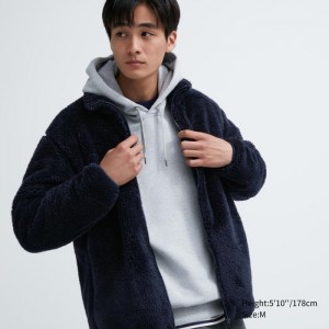 Runo Męskie Uniqlo Fluffy Yarn Full-Zip Jacket Granatowe,Uniqlo Polska | Z590336