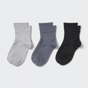 Skarpetki Damskie Uniqlo Crew Glitter (3 Pairs) Szare,Uniqlo Polska | Q384998