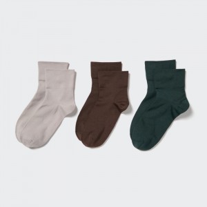 Skarpetki Damskie Uniqlo Crew Tapered (3 Pairs) Głęboka Szare,Uniqlo Polska | U840990