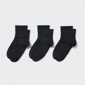 Skarpetki Damskie Uniqlo Crew Tapered (3 Pairs) Czarne,Uniqlo Polska | W680439