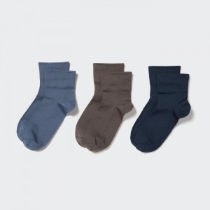 Skarpetki Damskie Uniqlo Crew Tapered (3 Pairs) Niebieskie,Uniqlo Polska | D761838