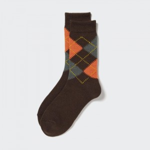 Skarpetki Damskie Uniqlo HEATTECH Argyle Ciemny Brązowe,Uniqlo Polska | Z982986