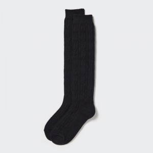 Skarpetki Damskie Uniqlo HEATTECH Cable Knee-High Czarne,Uniqlo Polska | S520367
