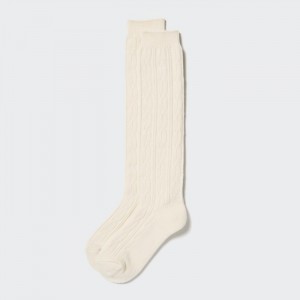 Skarpetki Damskie Uniqlo HEATTECH Cable Knee-High Białe,Uniqlo Polska | A363638