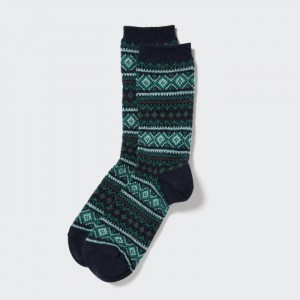 Skarpetki Damskie Uniqlo HEATTECH Fair Isle Granatowe,Uniqlo Polska | Z281549