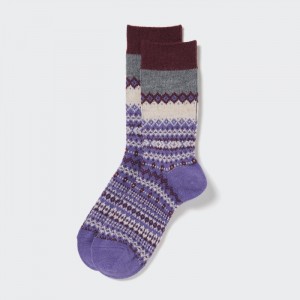 Skarpetki Damskie Uniqlo HEATTECH Fair Isle Fioletowe,Uniqlo Polska | X651511