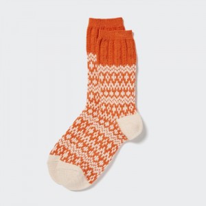 Skarpetki Damskie Uniqlo HEATTECH Fair Isle Pomarańczowe,Uniqlo Polska | V867793