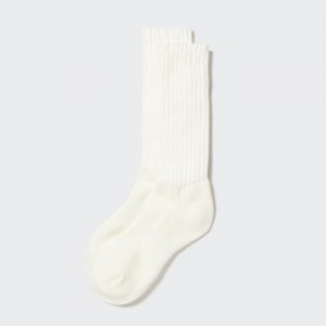 Skarpetki Damskie Uniqlo HEATTECH Ribbed Pile-Lined Białe,Uniqlo Polska | H401922