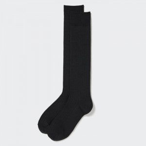 Skarpetki Damskie Uniqlo HEATTECH Ribbed Knee-High Czarne,Uniqlo Polska | Q534169