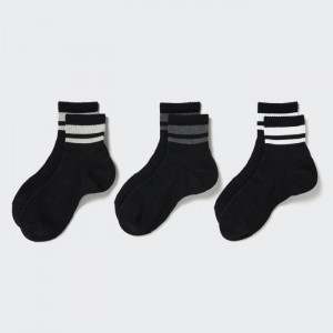 Skarpetki Damskie Uniqlo Socks 3 Pack (Crew Pile Line) Czarne,Uniqlo Polska | I579233