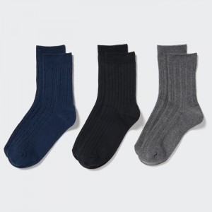 Skarpetki Damskie Uniqlo Socks (3 Pairs) Granatowe,Uniqlo Polska | C893240