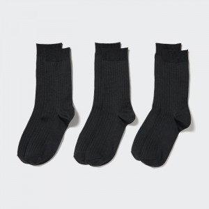 Skarpetki Damskie Uniqlo Wide Ribbed (3 Pairs) Czarne,Uniqlo Polska | H022980