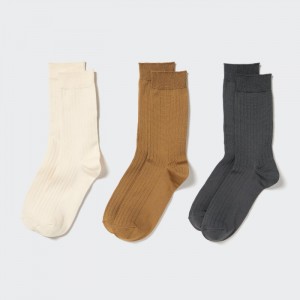 Skarpetki Damskie Uniqlo Wide Ribbed (3 Pairs) Natural,Uniqlo Polska | G944715